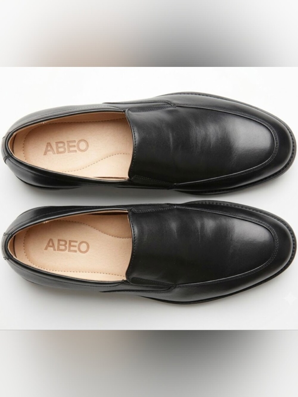 Abeo Black Leather Slip-On Loafers
